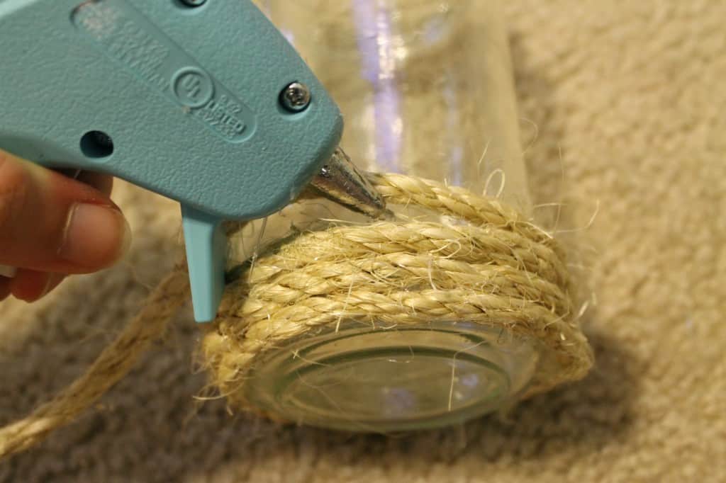 Rope Bud Vase from a Jelly Jar - Charleston Crafted
