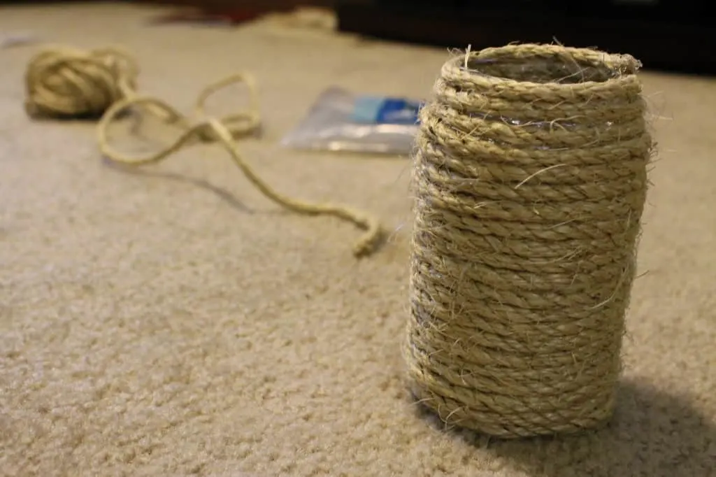 Rope Bud Vase from a Jelly Jar - Charleston Crafted