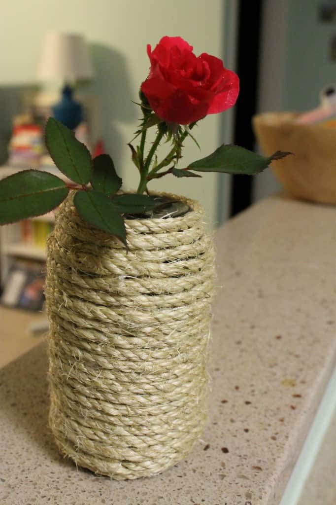 Rope Bud Vase from a Jelly Jar - Charleston Crafted