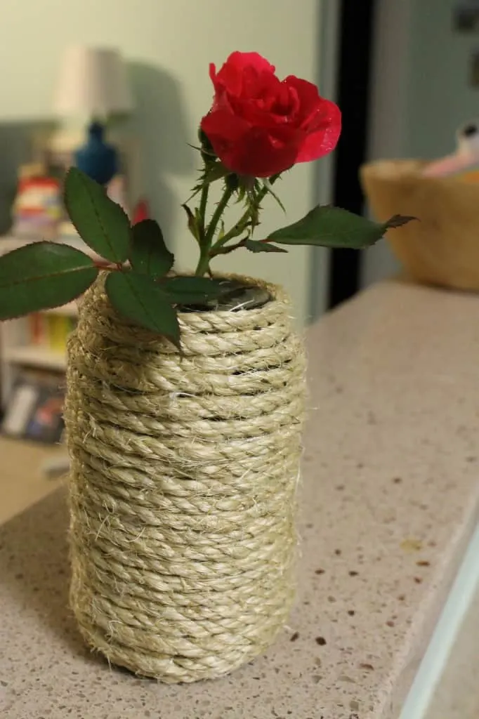 Rope Bud Vase from a Jelly Jar - Charleston Crafted