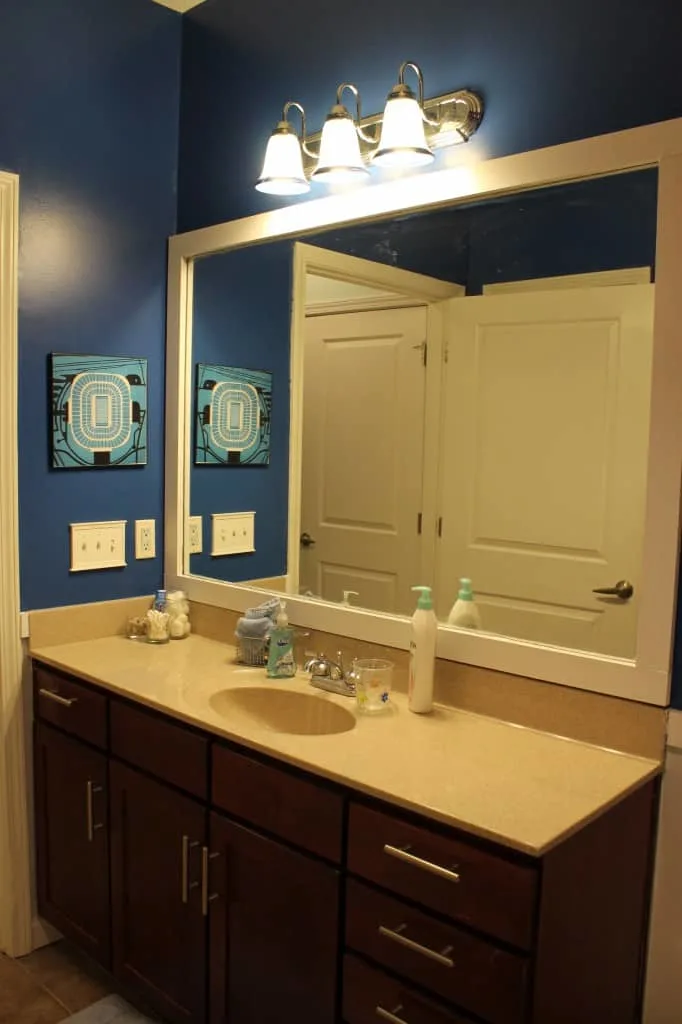 Frame a bathroom mirror - Charleston Crafted