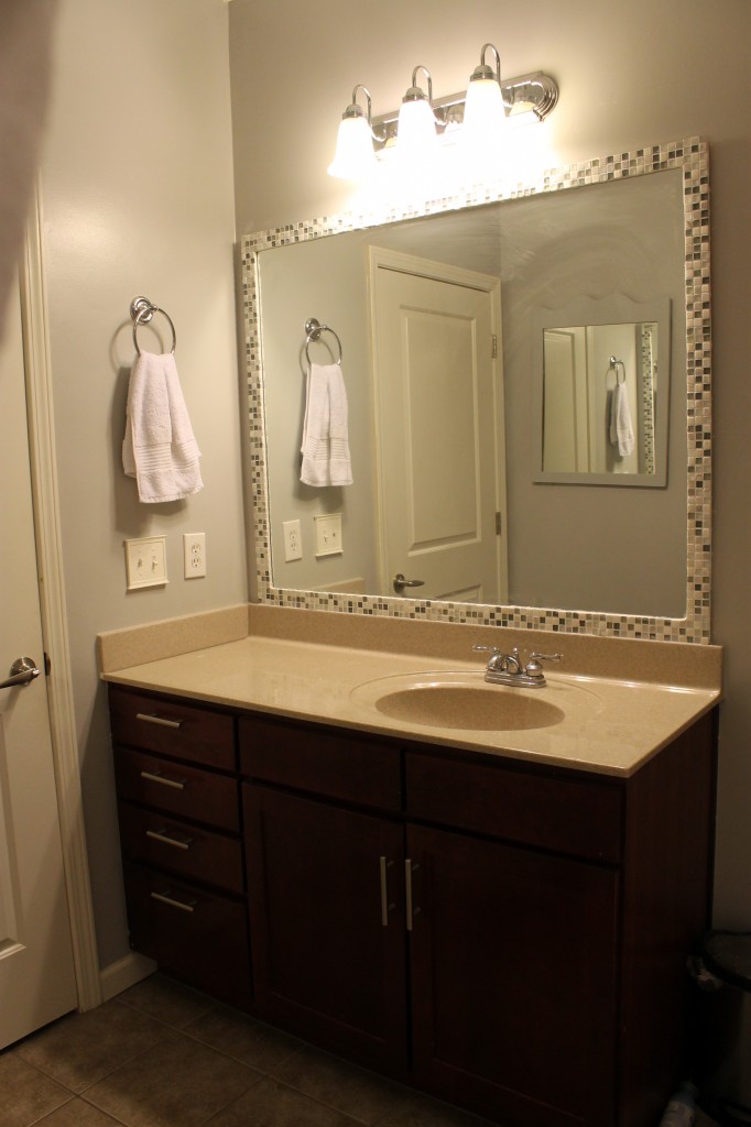 How To Frame A Mirror With Tile, How To Decorate Bathroom Mirror Frame