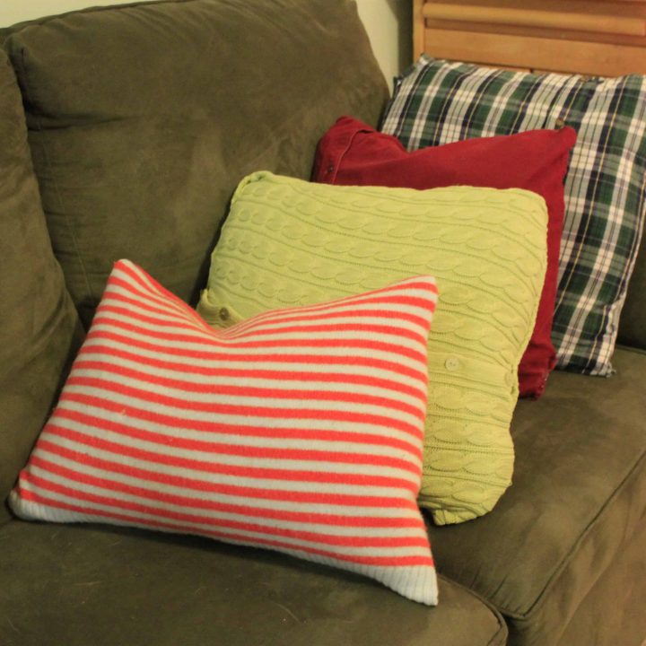 How to make no sew sweater pillows