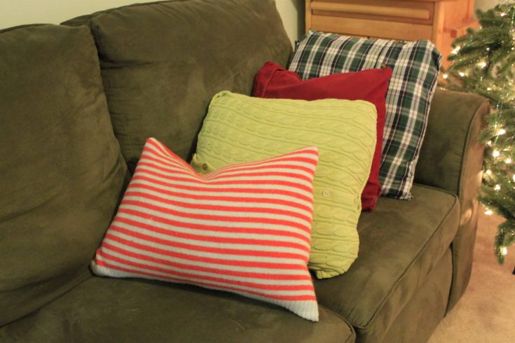 How to make no sew sweater pillows