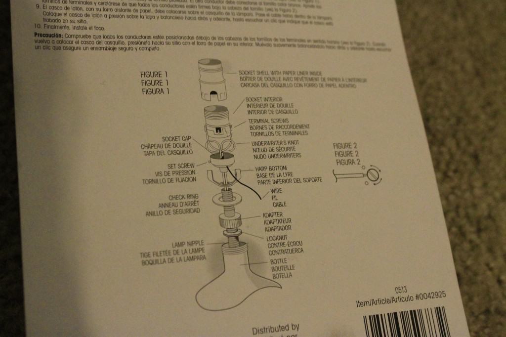 A photo of the lamp kit instructions.