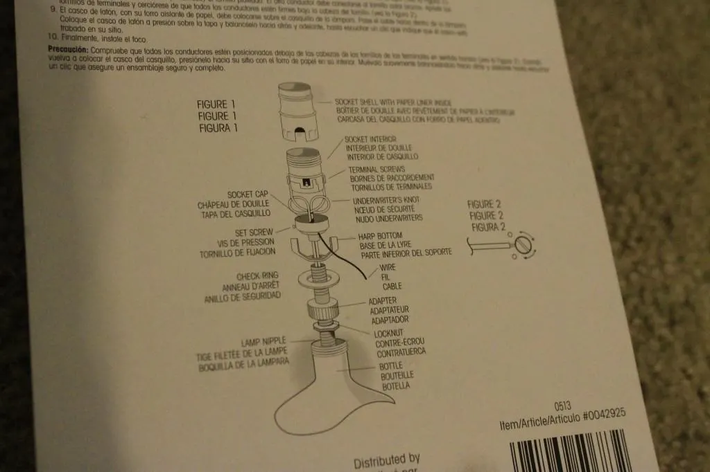 A photo of the lamp kit instructions.