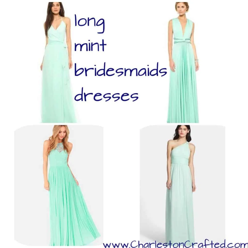 Long Mint Bridesmaids Dresses