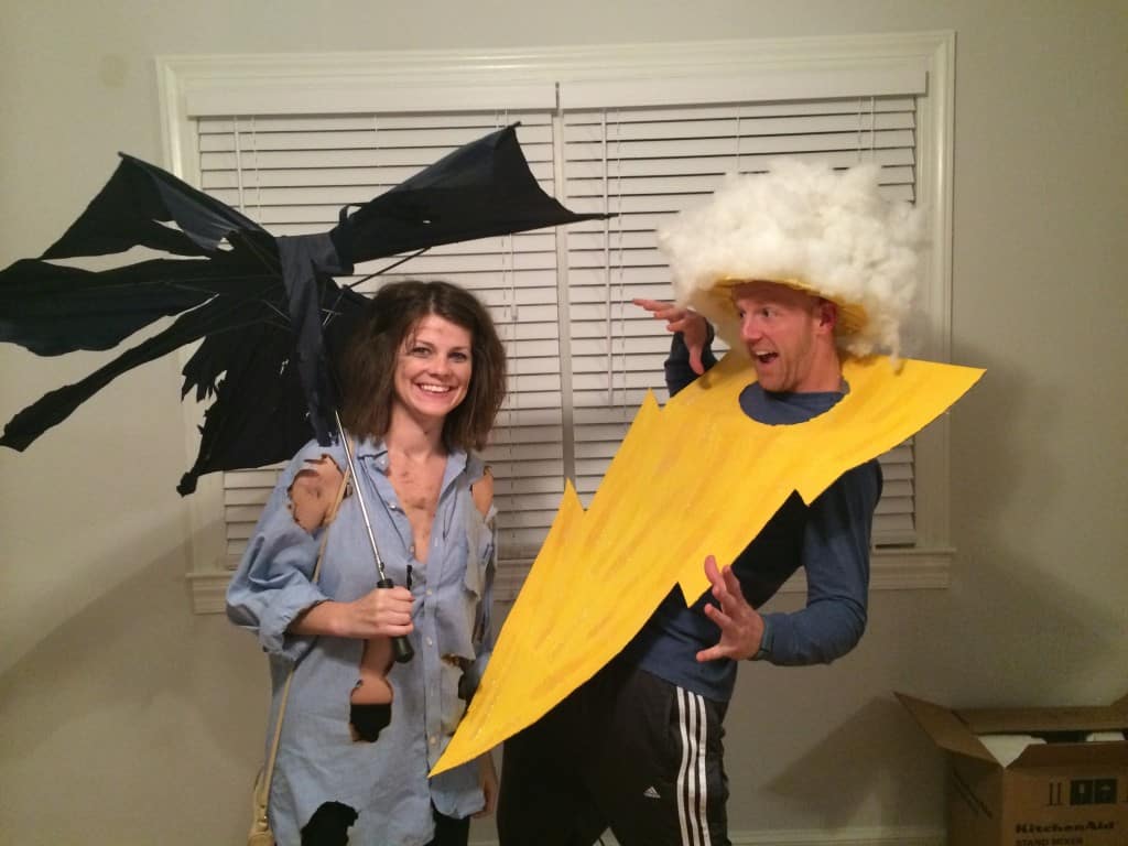 DIY Lightening Bolt and Strike Victim Halloween Couples Costume - Charleston Crafted