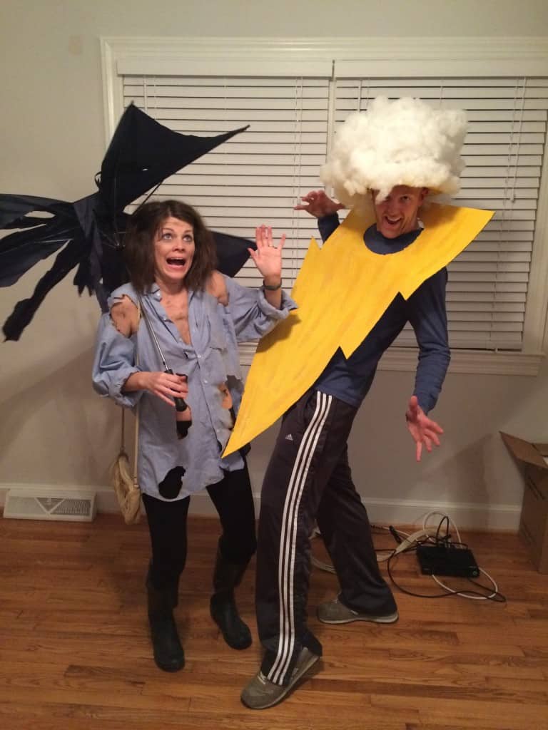 DIY Lightening Bolt and Strike Victim Halloween Couples Costume - Charleston Crafted