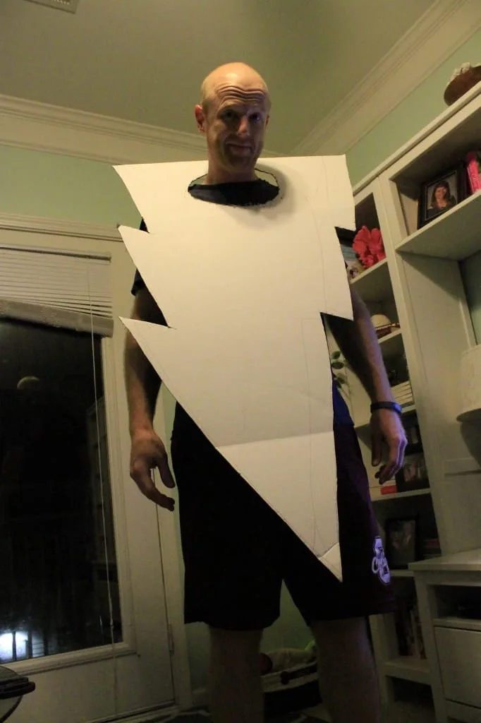 DIY Lightning Bolt and Strike Victim Halloween Couples Costume - Charleston Crafted