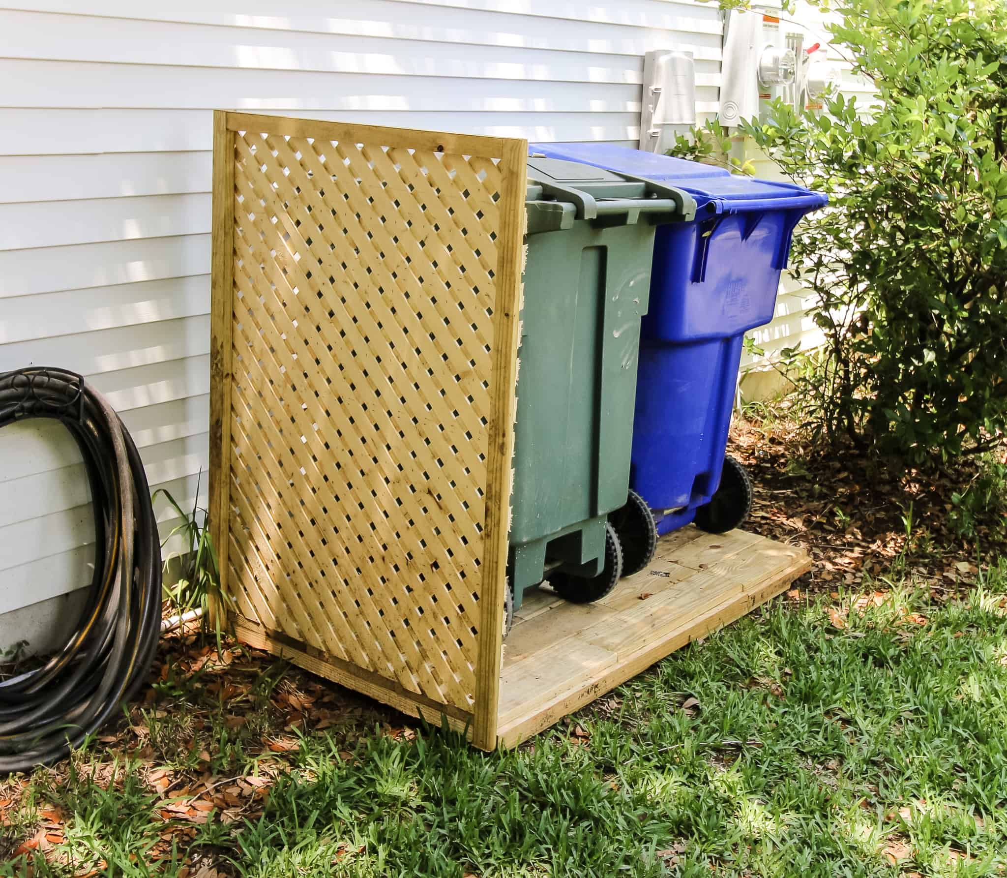Diy Way To Hide Your Trash Cans Free, Outdoor Garbage Can Cabinet Plans