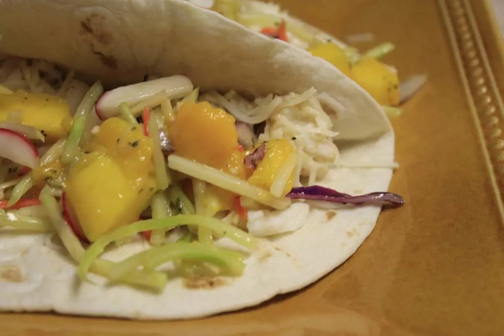 Tilapia Tacos with Mango Broccoli Slaw - Charleston Crafted