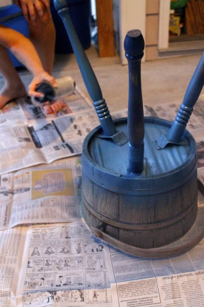 A photo of the planter being painted.