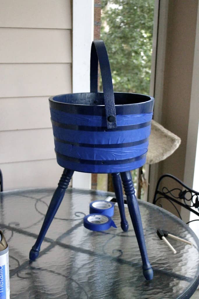A photo of the planter's hoops covered with tape. 