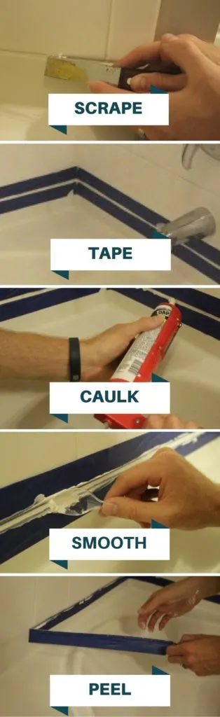 Step by step directions on how to replace caulk in bathroom tile simple easy DIY - Charleston Crafted
