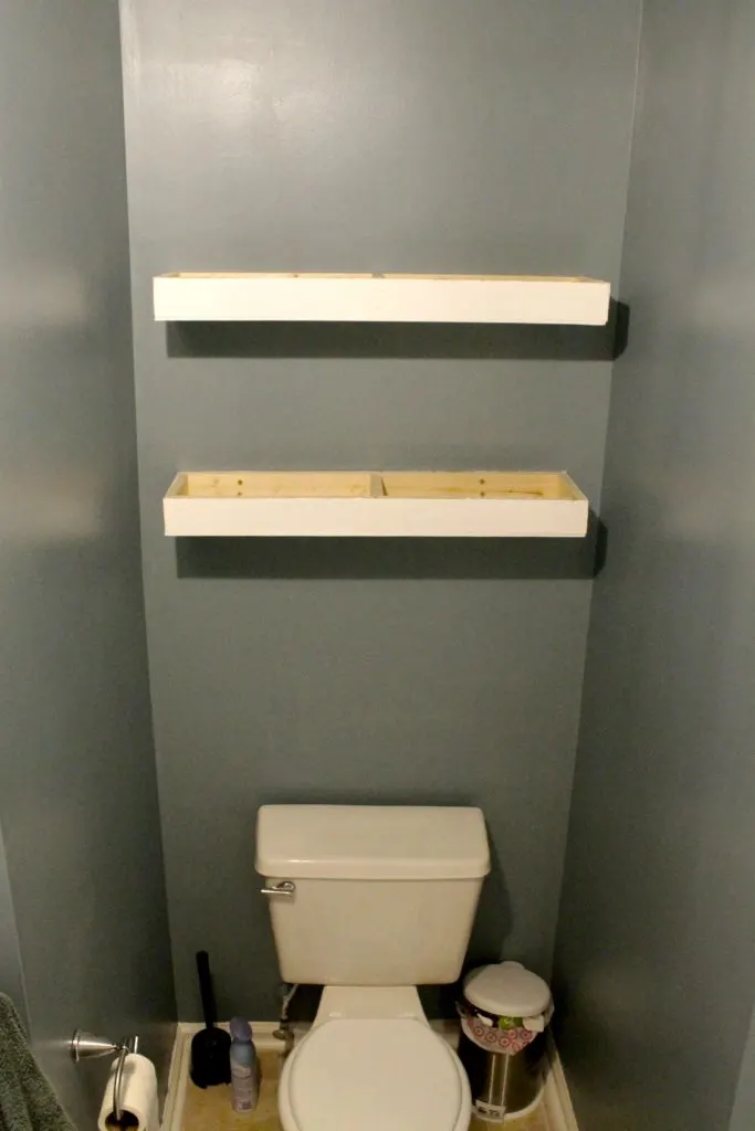 How to build and install floating shelves above a toilet - charleston crafted