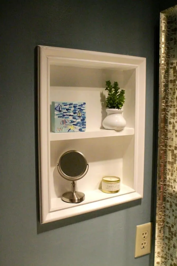 How to turn old medicine cabinet into open shelving - Charleston Crafted