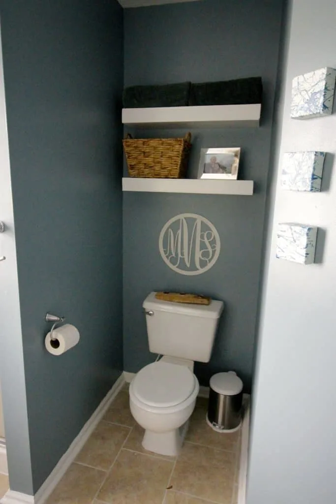 Diy Over The Toilet Storage Ideas, How Wide Should Floating Shelves Be Above Toilet