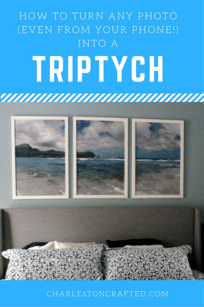 how to DIY turn any photo - even one from your phone - into a triptych and a great inexpensive large white frame resource - charleston crafted