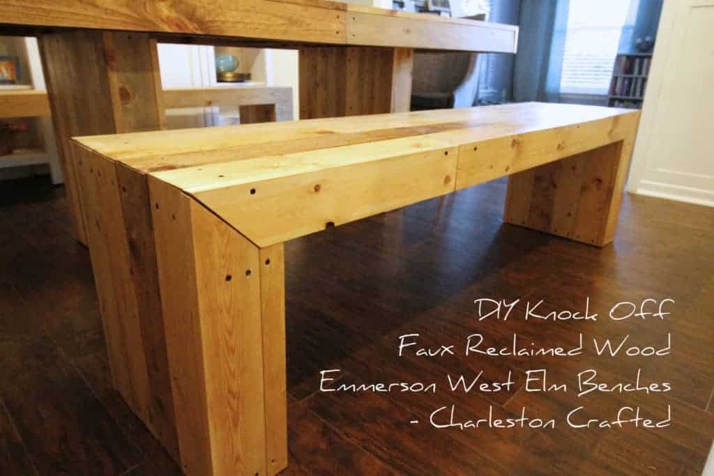 DIY Knock Off Faux Reclaimed Wood Emmerson West Elm Benches - Charleston Crafted