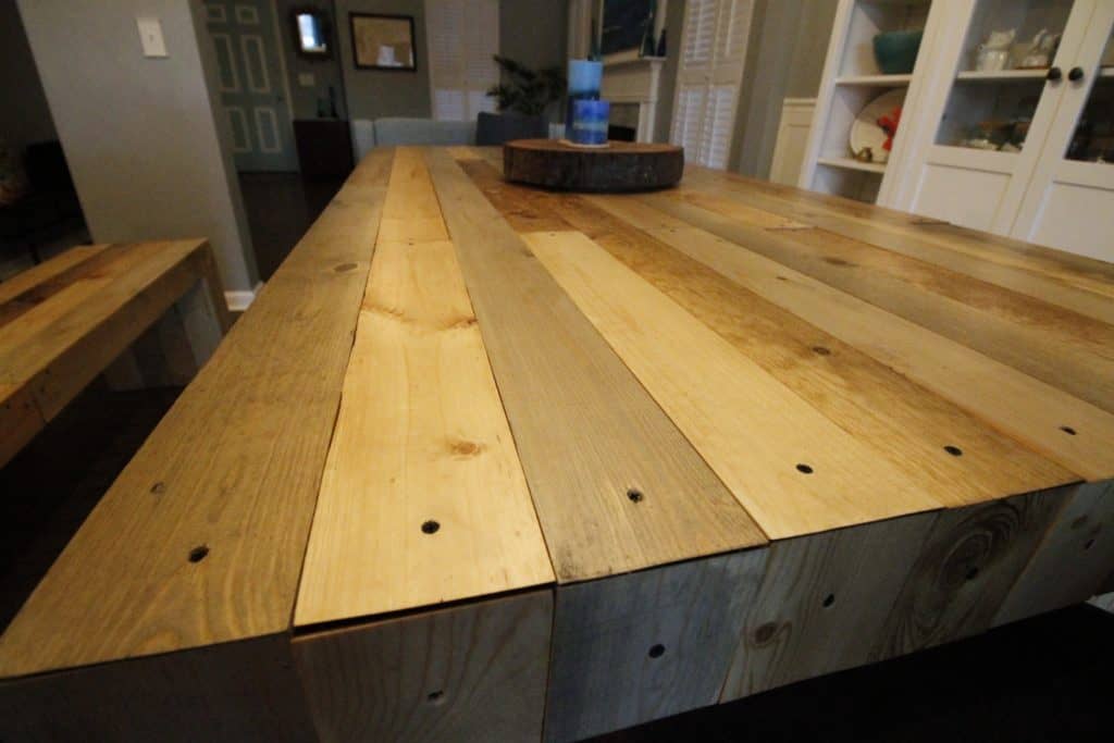 DIY Knock Off Faux Reclaimed Wood Emmerson West Elm Dining Room Table - Charleston Crafted