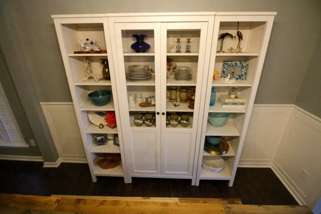 Our New China Cabinet Set Up - IKEA Hemnes Glass Door Cabinet - Charleston Crafted