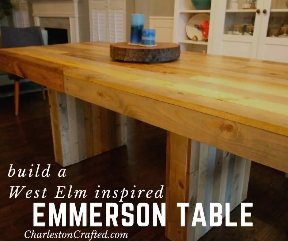 DIY Knock Off Faux Reclaimed Wood Emmerson West Elm Dining Room Table - Charleston Crafted