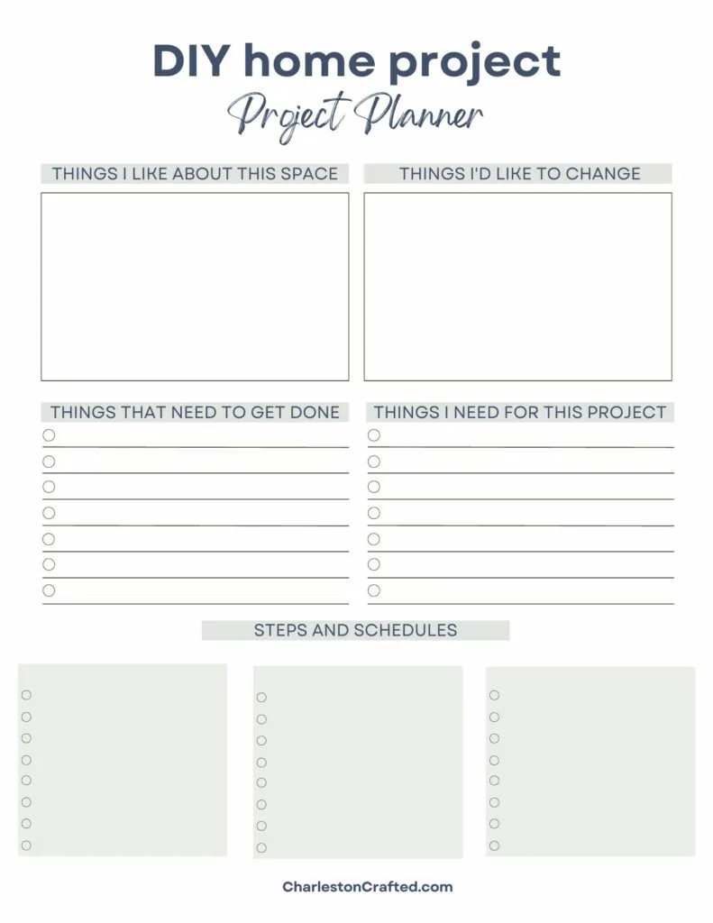 Home Project Planner Printable