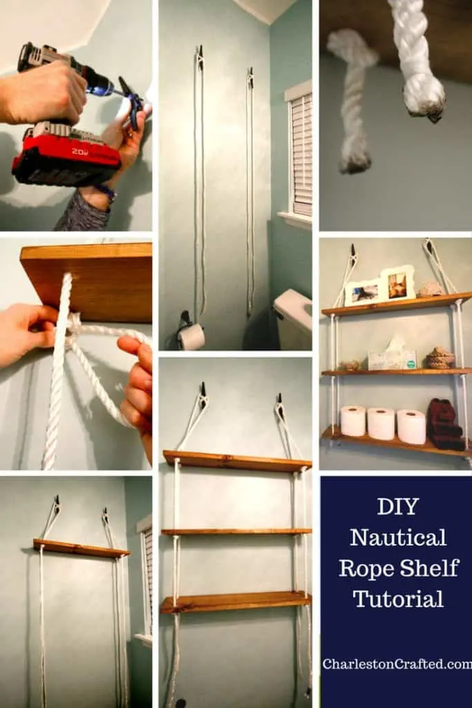 DIY Nautical Rope Shelving Tutorial - Charleston Crafted