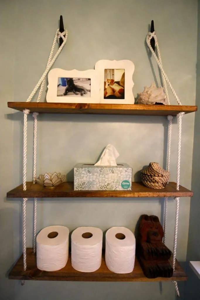 DIY Nautical Rope Shelving Tutorial - Charleston Crafted