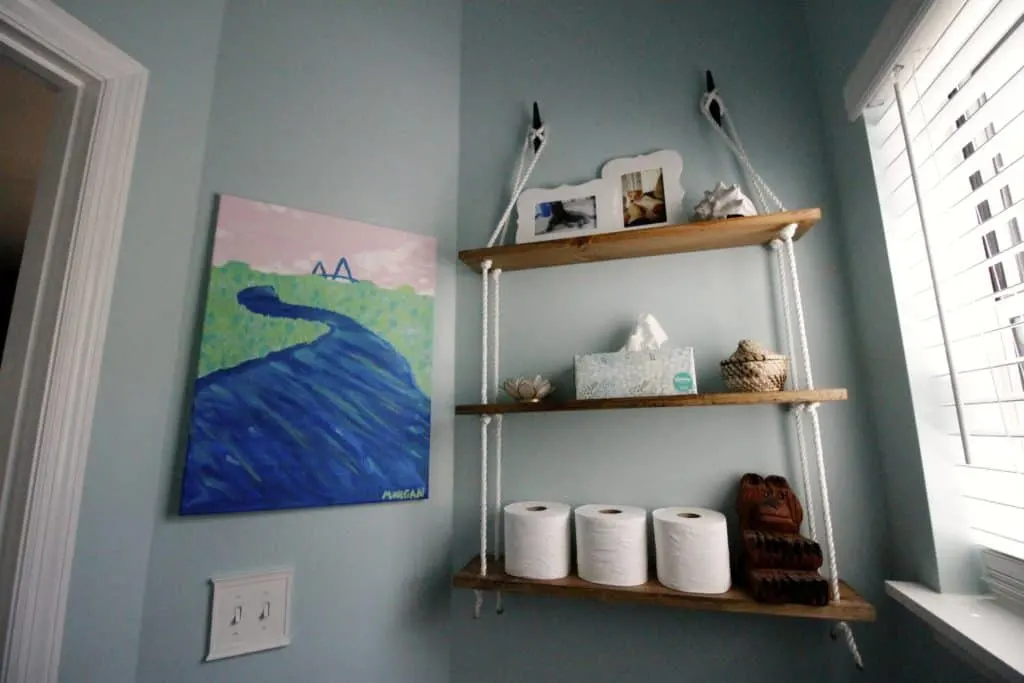 DIY Nautical Rope Shelving Tutorial - Charleston Crafted