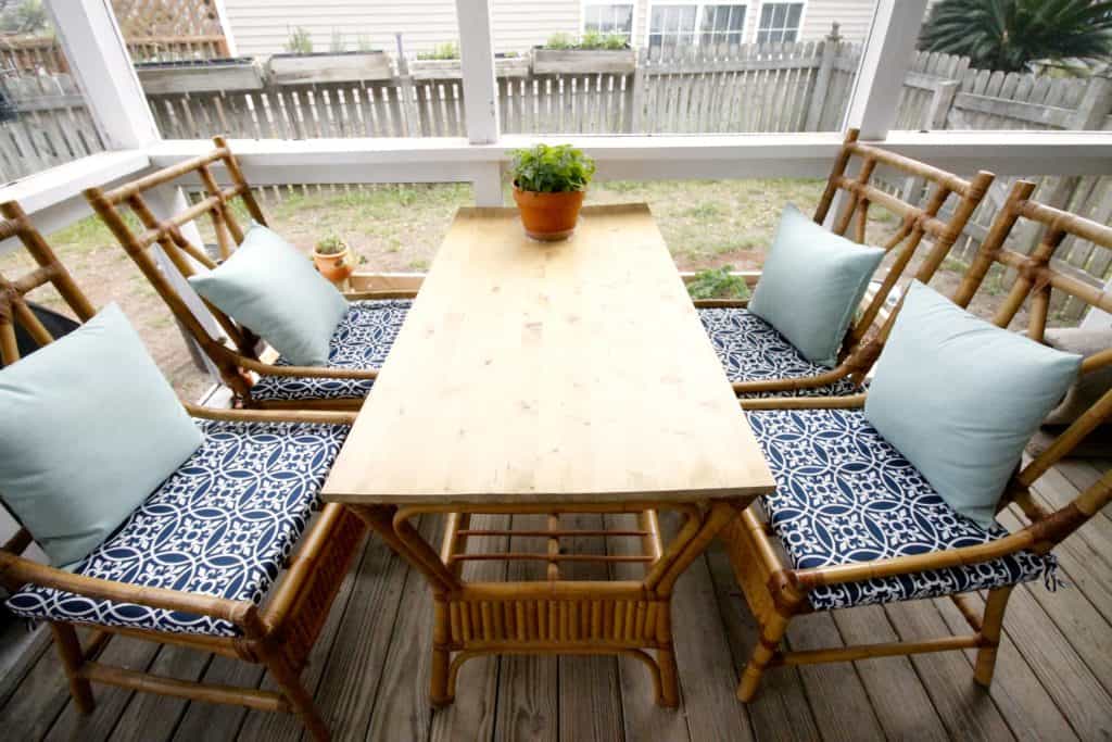 An Inexpensive Alternative to a Glass Tabletop on an Outdoor Table - Charleston Crafted