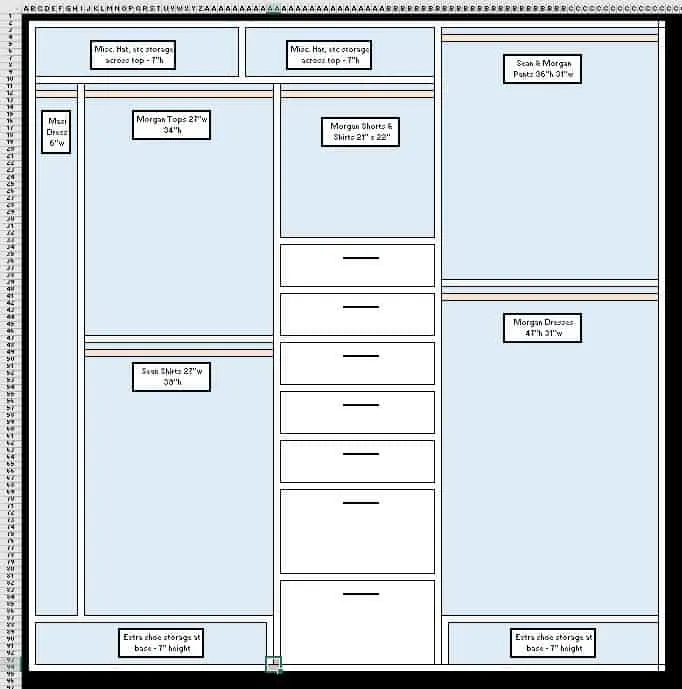 ORC: How to Design a Closet Organization System in Microsoft Excel - Charleston Crafted