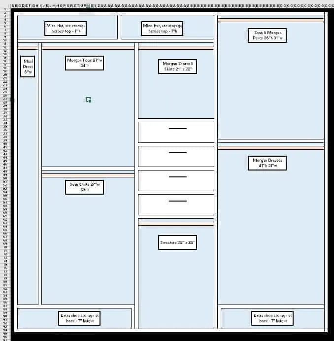 ORC: How to Design a Closet Organization System in Microsoft Excel - Charleston Crafted