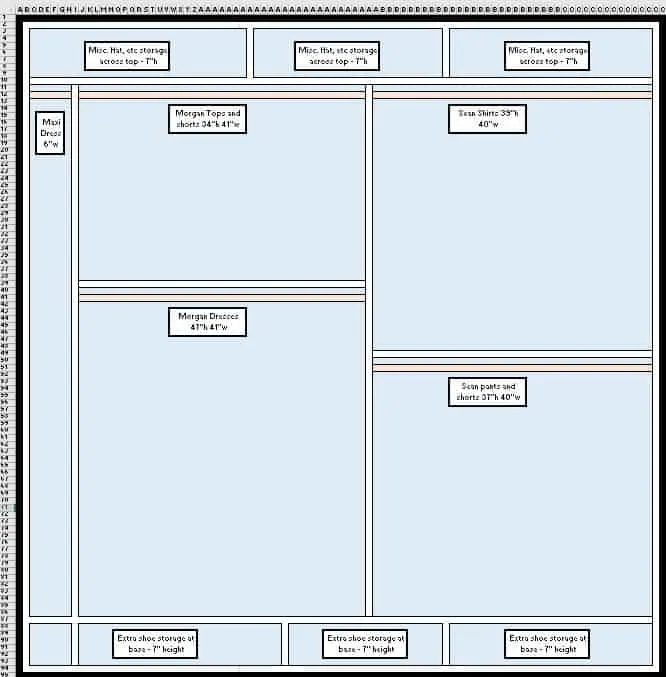 ORC: How to Design a Closet Organization System in Microsoft Excel - Charleston Crafted