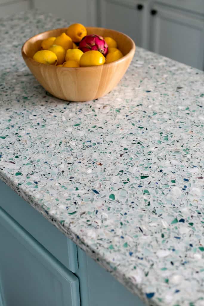 Recycled Glass Oyster S Countertops, How To Make Crushed Glass Countertops