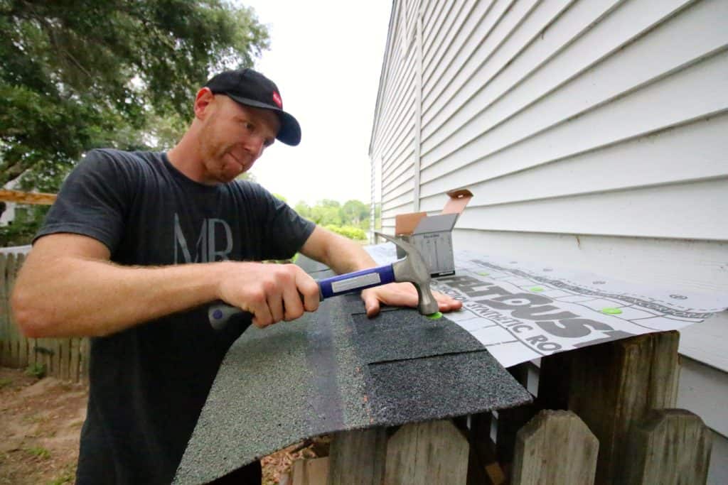 How to DIY Shingle a Wood Shed Roof - Charleston Crafted