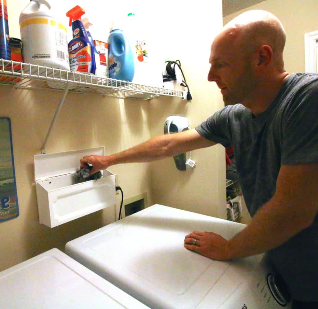 DIY Wall Mounted Laundry Room Trash Can Hack - Charleston Crafted