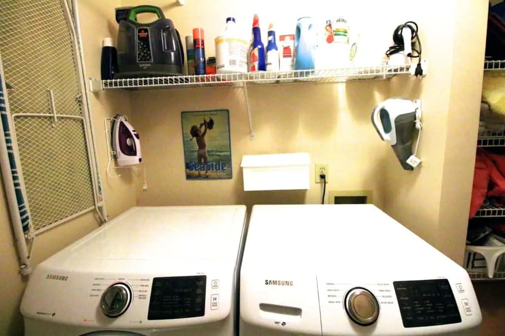 DIY Wall Mounted Laundry Room Trash Can Hack - Charleston Crafted