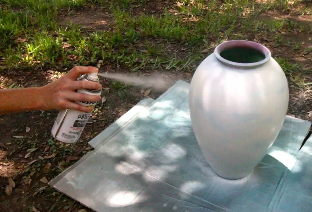 Thrift Games: Upcycling a Vase & Chips and Salsa Tray into a Porch Side Table - Charleston Crafted