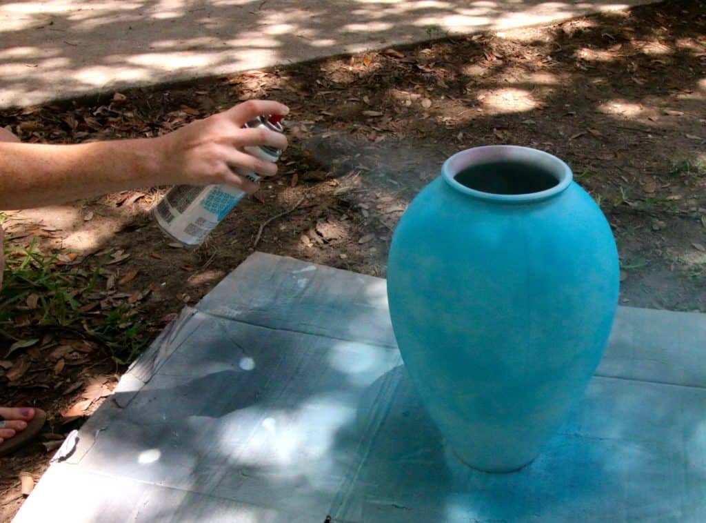 Thrift Games: Upcycling a Vase & Chips and Salsa Tray into a Porch Side Table - Charleston Crafted