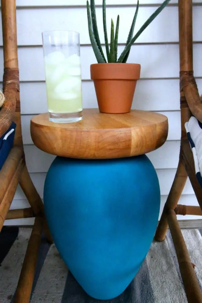Thrift Games: Upcycling a Vase & Chips and Salsa Tray into a Porch Side Table - Charleston Crafted