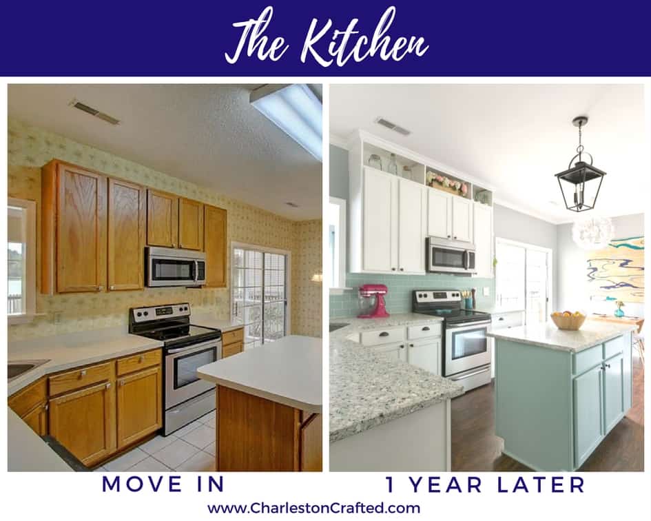 The Kitchen at move in and one year later - Charleston Crafted