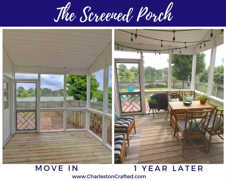 screened proch  at move in and one year later - Charleston Crafted