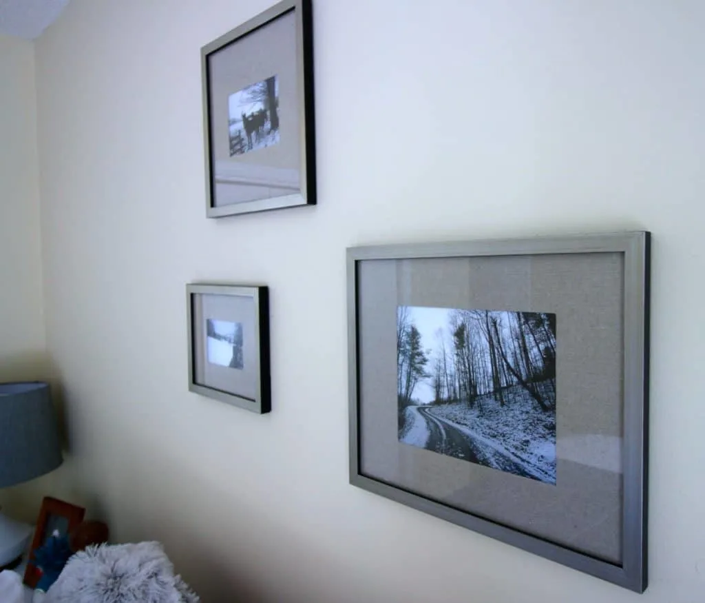 Mini gallery wall in the guest bedroom - Charleston Crafted