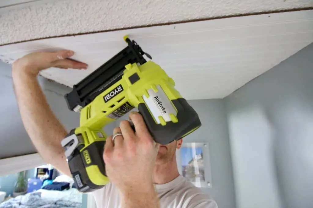 How to Cover Popcorn Ceilings with Beadboard - Charleston Crafted