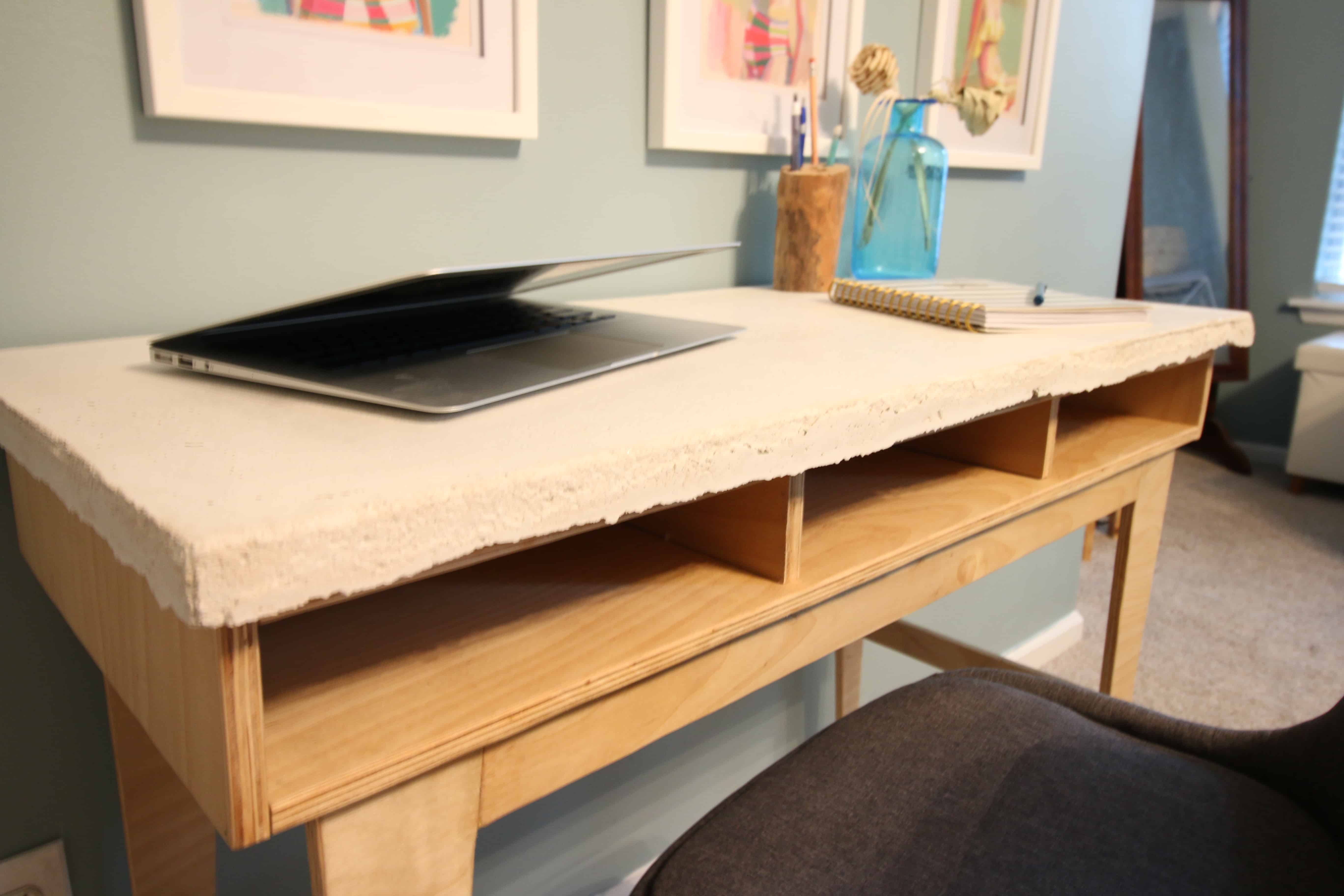 DIY Plywood Concrete Desk