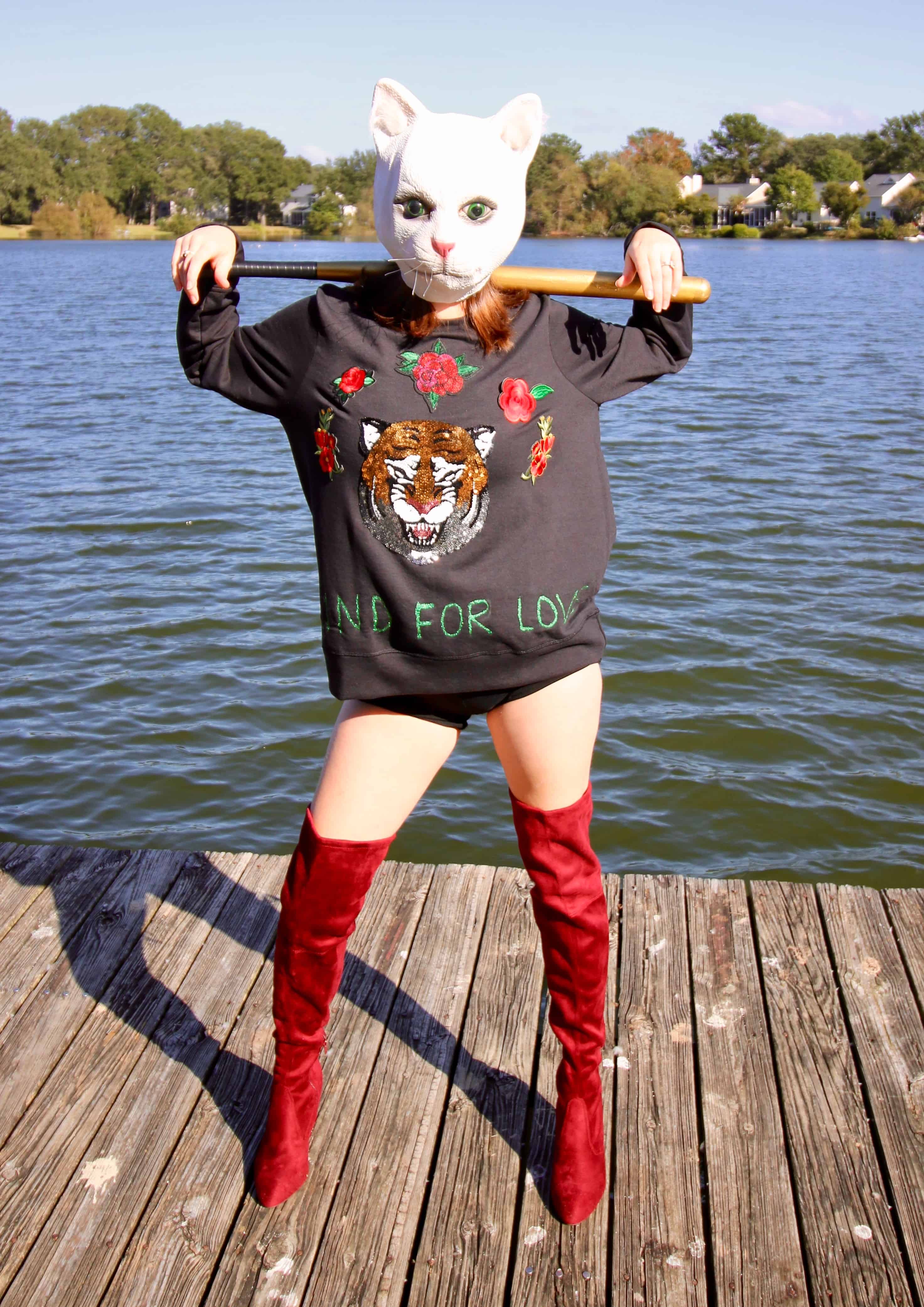 DIY Taylor Swift Look What You Made Me Do Cat Mask Halloween Costume