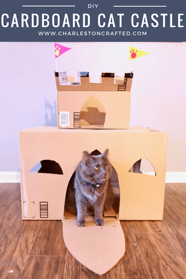 How to Build a DIY Cardboard Cat Castle via Charleston Crafted