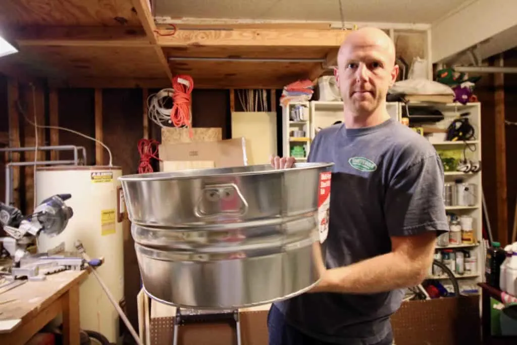 DIY Silver Bucket Tree Collar from a Galvanized Steel Tub - Charleston Crafted